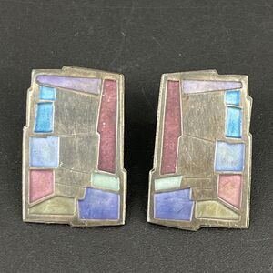 Carly Wright Sterling Silver Champlave Enamel Stud Pierced Earrings w/Backs